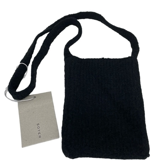 Soyer Phone Bag Women's One Size Black Knit Shoulder Bag NWT - Picture 1 of 9
